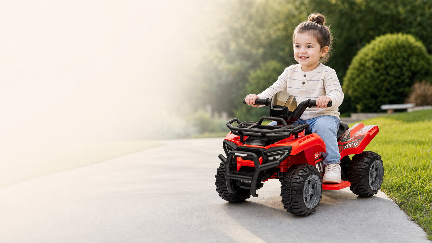 6V Kids Electric Ride On Car Toddlers Quad Bike All Terrain Vehicle Toy With Music For 18-36 Months Red lifestyle banner (desktop)