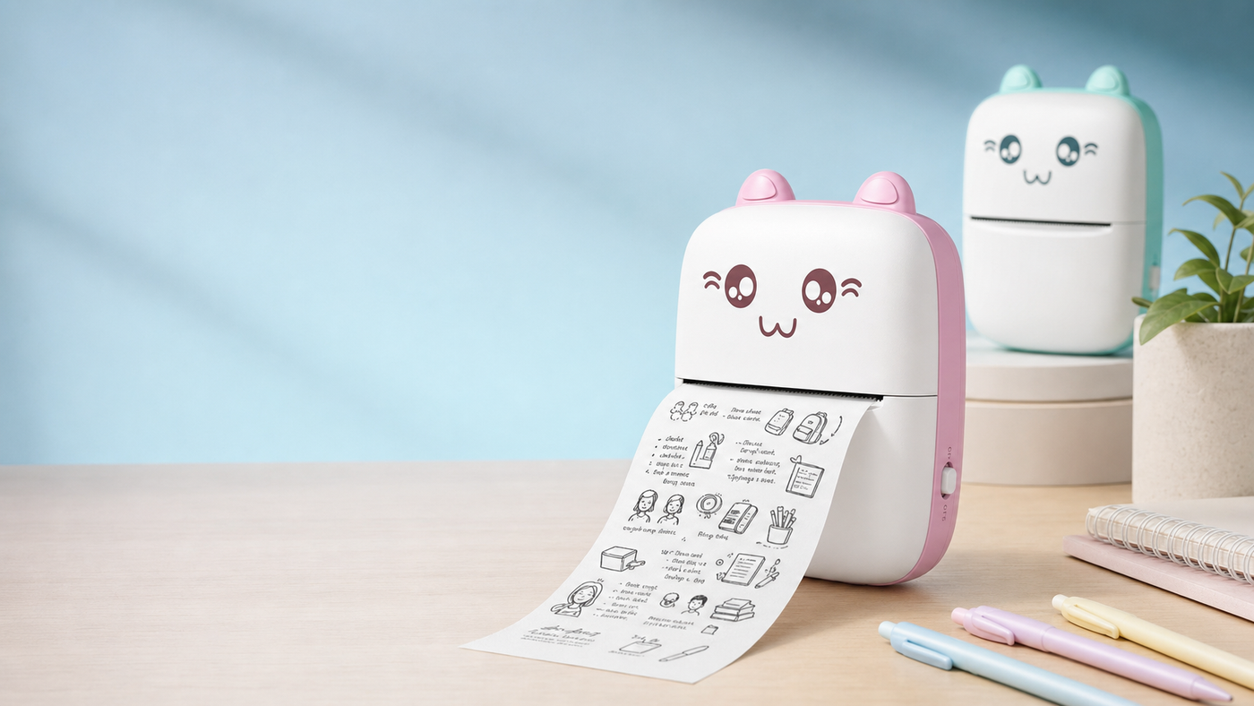 Portable Mini Bluetooth Printer lifestyle banner (desktop)