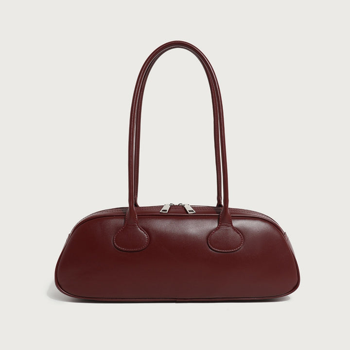 Wine Red PU Baguette Shoulder Bag (40×11×17 cm)