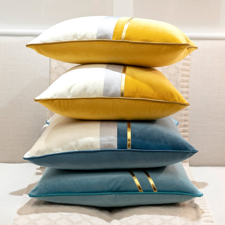 Velvet Colour-Block Cushion Cover