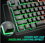 Close-up of green backlit keys with inset Esc key and lighting effect text
