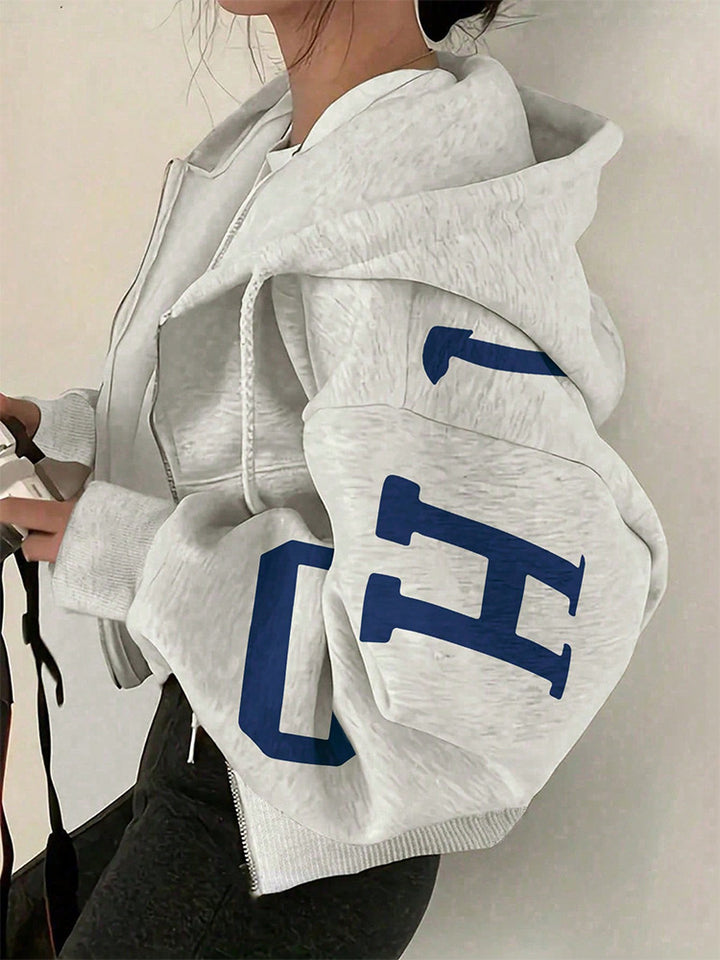 Women’s Printed Zip-Up Hoodie