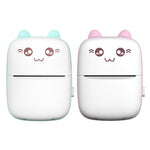 Blue and pink mini printers shown from the front