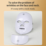 White face mask and separate neck device below text about wrinkles