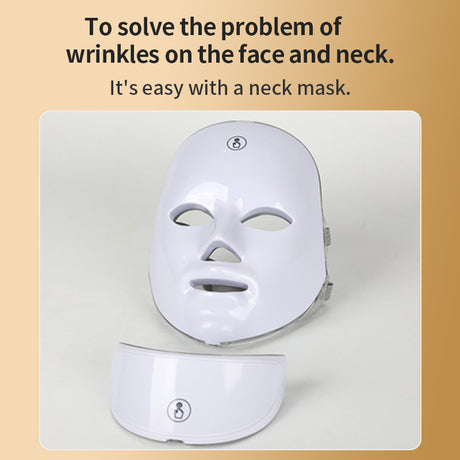 White face mask and separate neck device below text about wrinkles