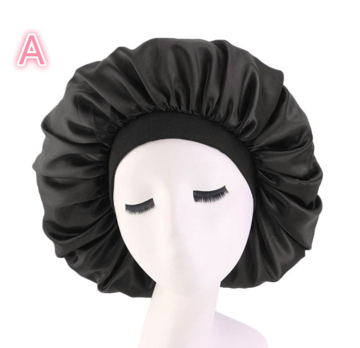 Bonnet de nuit en satin imprimé beauté