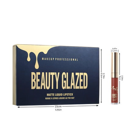 Beauty Glazed box and single lipstick with size measurements