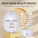 White face mask and separate neck device on display plinths