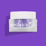 Closed frosted Smilekit Colour Corrector Powder jar on purple background