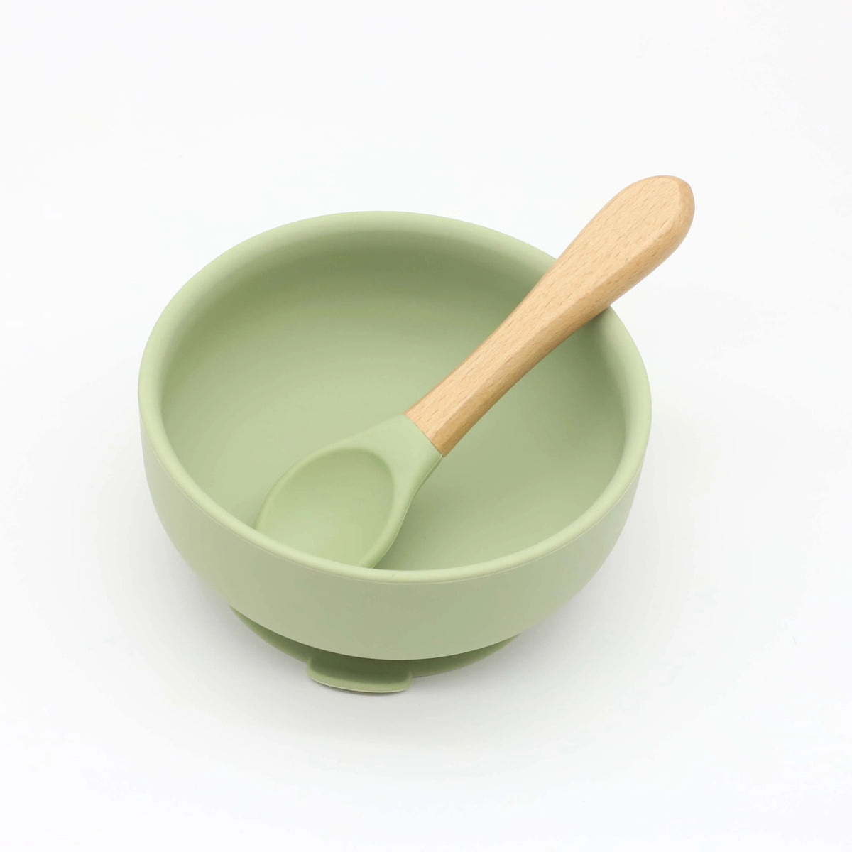 Silicone Suction Bowl & Wooden-Handle Spoon