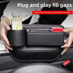 Organizador para o espaço entre o banco e a consola do carro, com suporte para copos