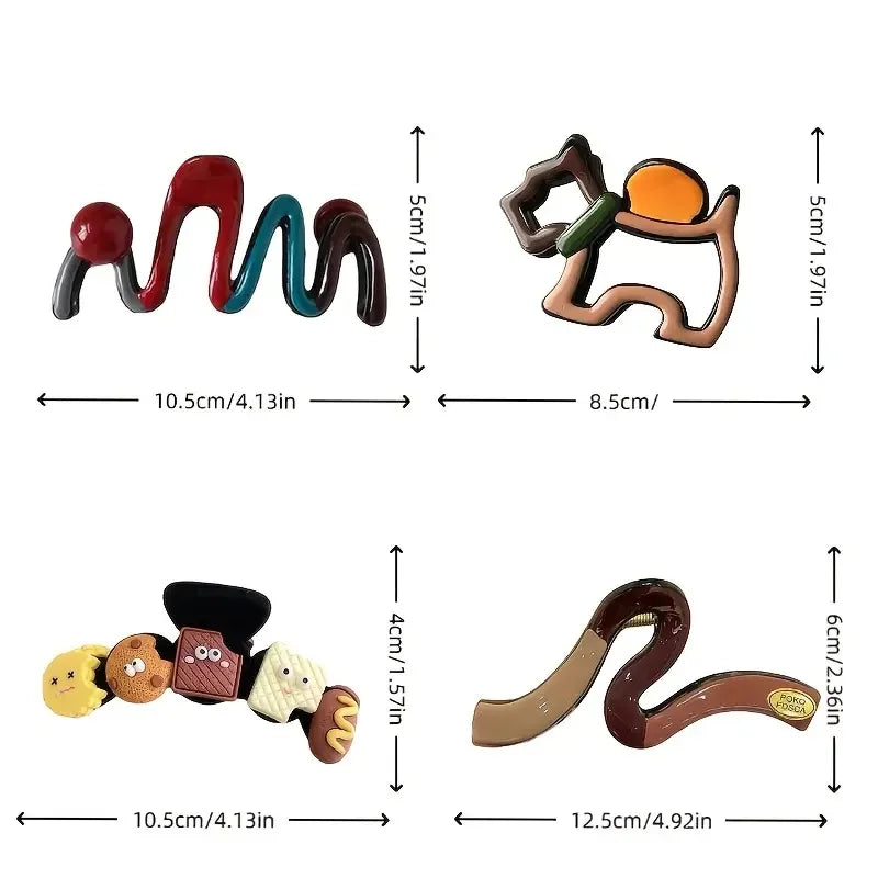 4-Pack Wavy Hair Claw Clips