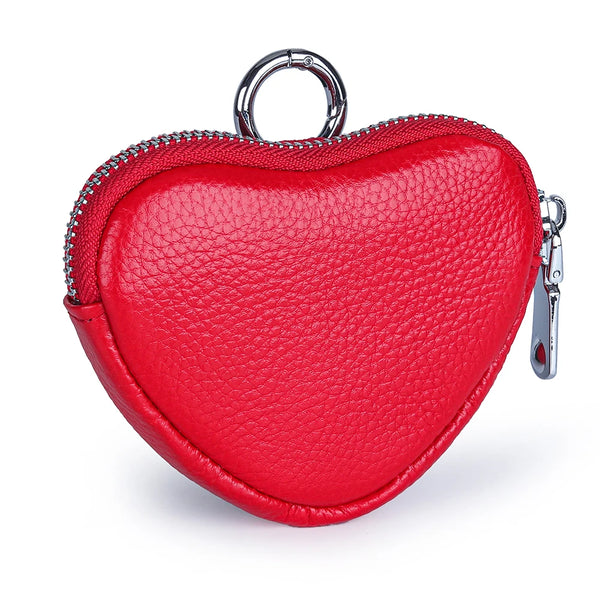 Heart-Shaped Leather Coin Purse