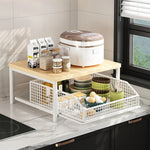 Countertop Shelf with Pull-Out Basket