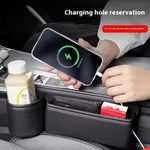 Organizador para o espaço entre o banco e a consola do carro, com suporte para copos