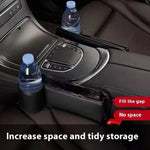 Organizador para o espaço entre o banco e a consola do carro, com suporte para copos
