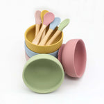 Silicone Suction Bowl & Wooden-Handle Spoon