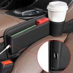 Organizador para o espaço entre o banco e a consola do carro, com suporte para copos