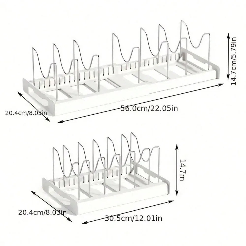 Range-couvercles de casseroles et assiettes extensible