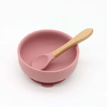 Silicone Suction Bowl & Wooden-Handle Spoon