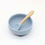 Silicone Suction Bowl & Wooden-Handle Spoon
