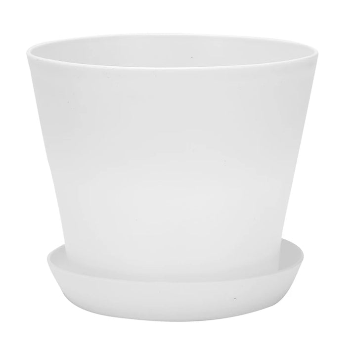 White Plant Pot & Saucer 17 cm