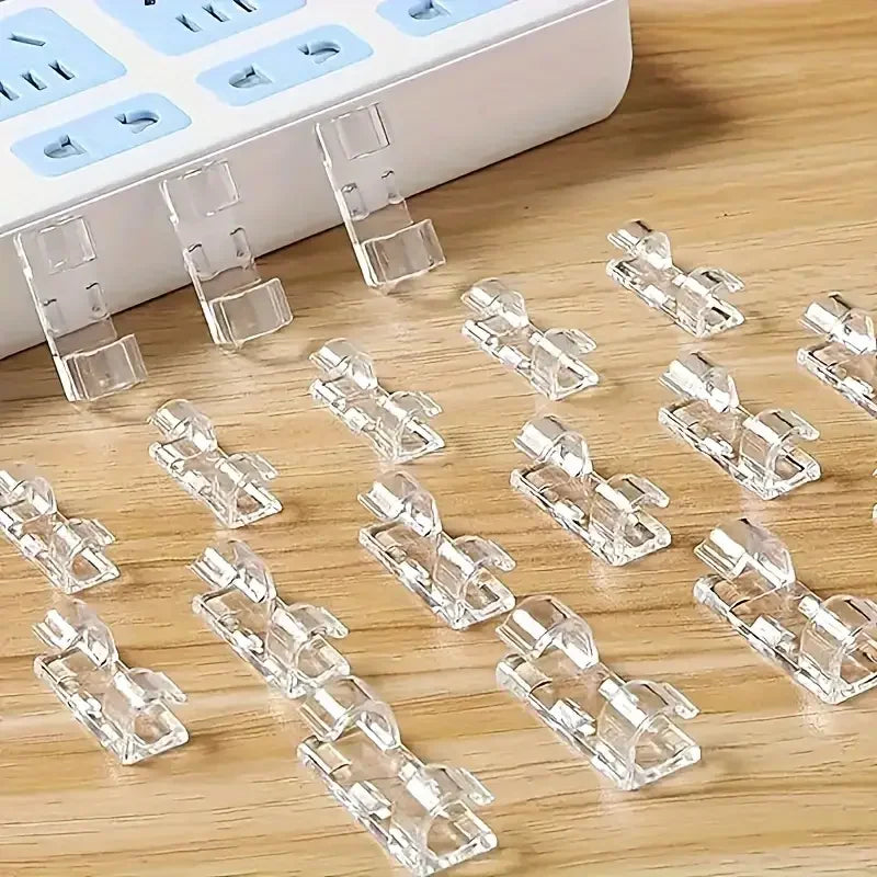 Lot de 30 clips adhésifs transparents pour câbles