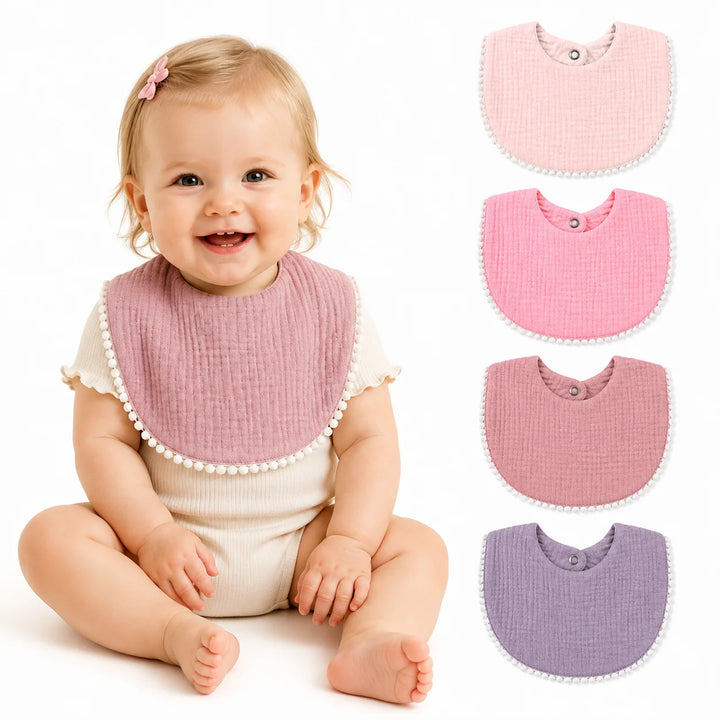 Baberos de muselina con volantes para bebé – paquete de 4