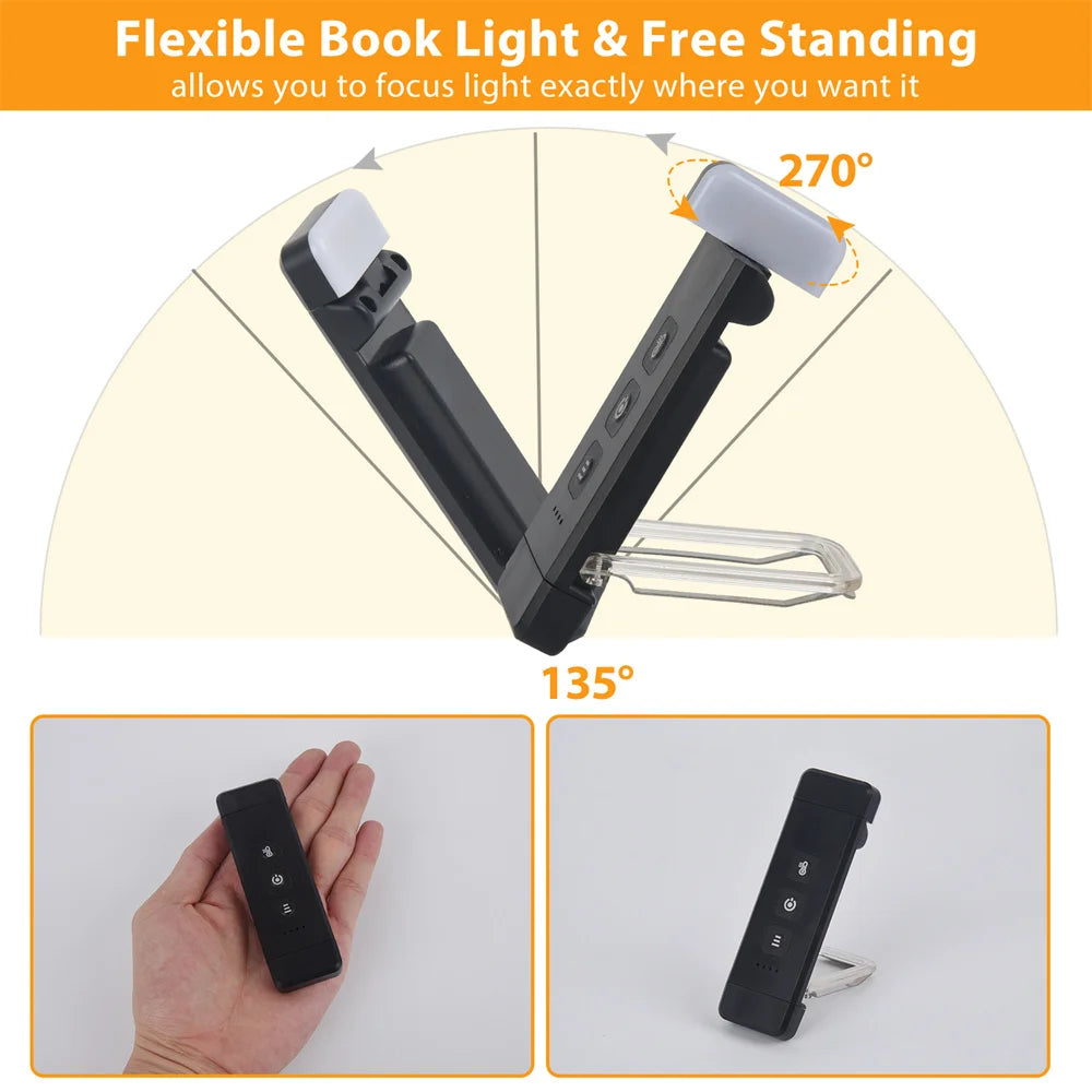 Luz de lectura con pinza recargable por USB