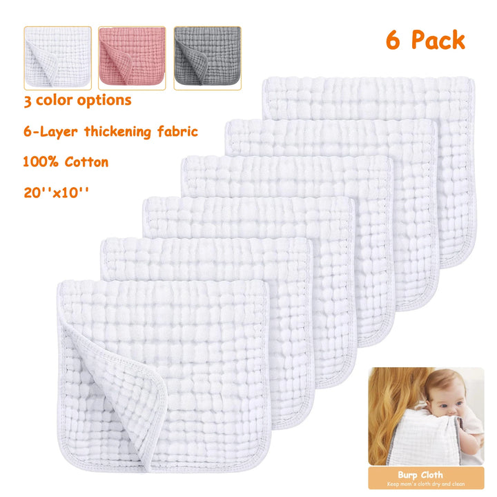 Lot de 6 langes en mousseline de coton