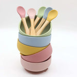 Silicone Suction Bowl & Wooden-Handle Spoon