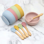 Silicone Suction Bowl & Wooden-Handle Spoon