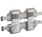 Hand-Operated Lumbar Traction Device laid flat, angled view with twin panels and straps