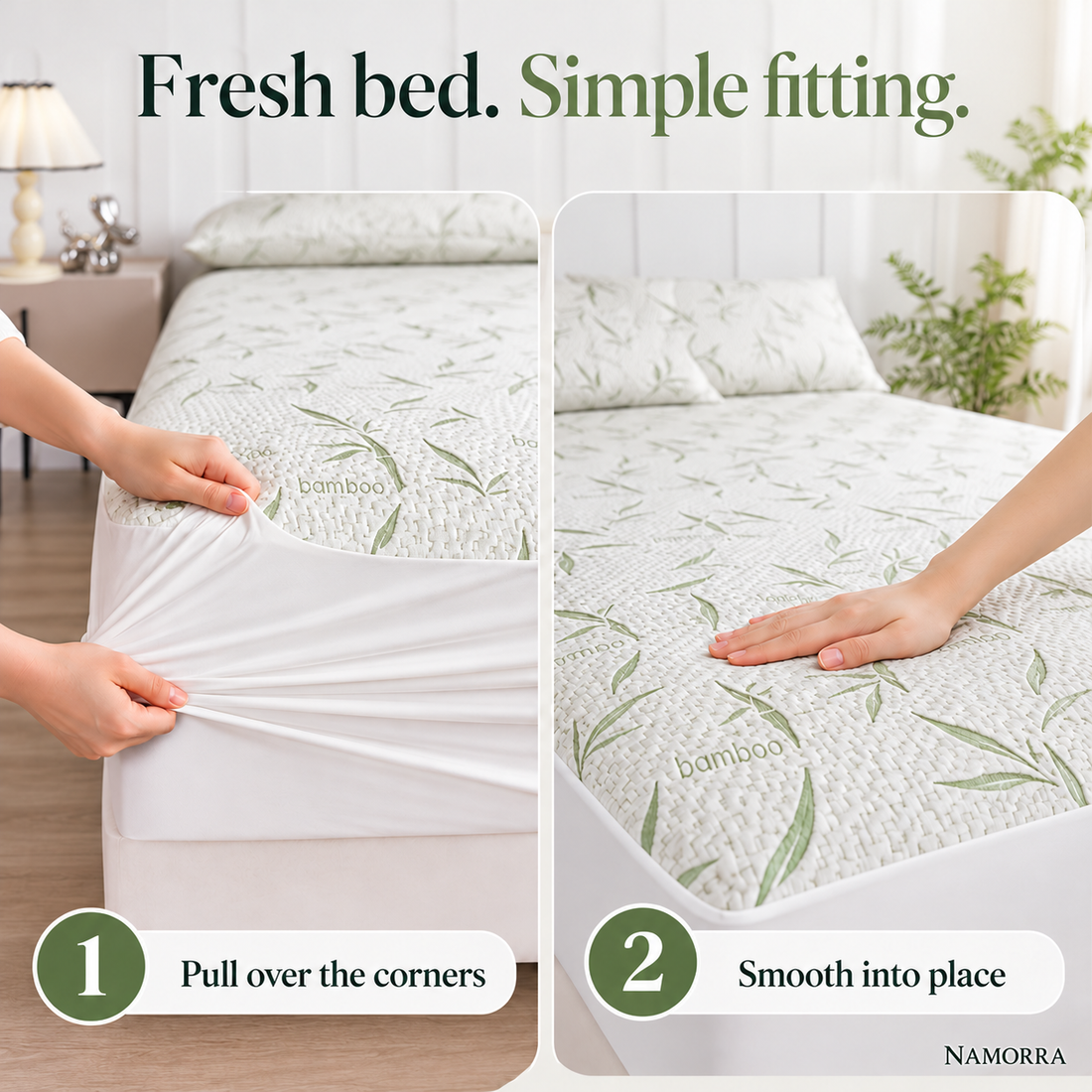 NAMORRA waterproof bamboo mattress protector: fitting