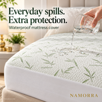 NAMORRA waterproof bamboo mattress protector: spill