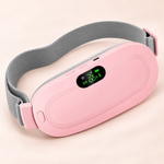 NAMORRA pink heated waist belt with LED display and adjustable grey strap, shown at a three-quarter angle.