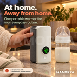 Bottle warmer and capped bottle on a kitchen counter