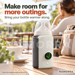 Bottle warmer on a cafe table during an outing