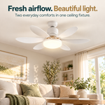 White ceiling fan light in a living room