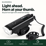 USB rechargeable bicycle front light with wired horn button