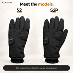 NAMORRA S2 and S2P heated glove models shown in black