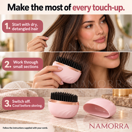 Three steps for dry hair styling touch-ups and cooling before storage
