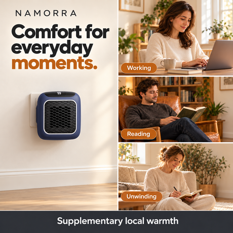 NAMORRA heater for supplementary local warmth while working, reading and unwinding