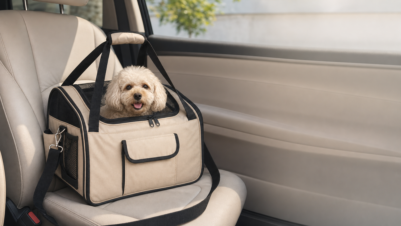 Crossbody Pet Travel Carrier lifestyle banner (desktop)