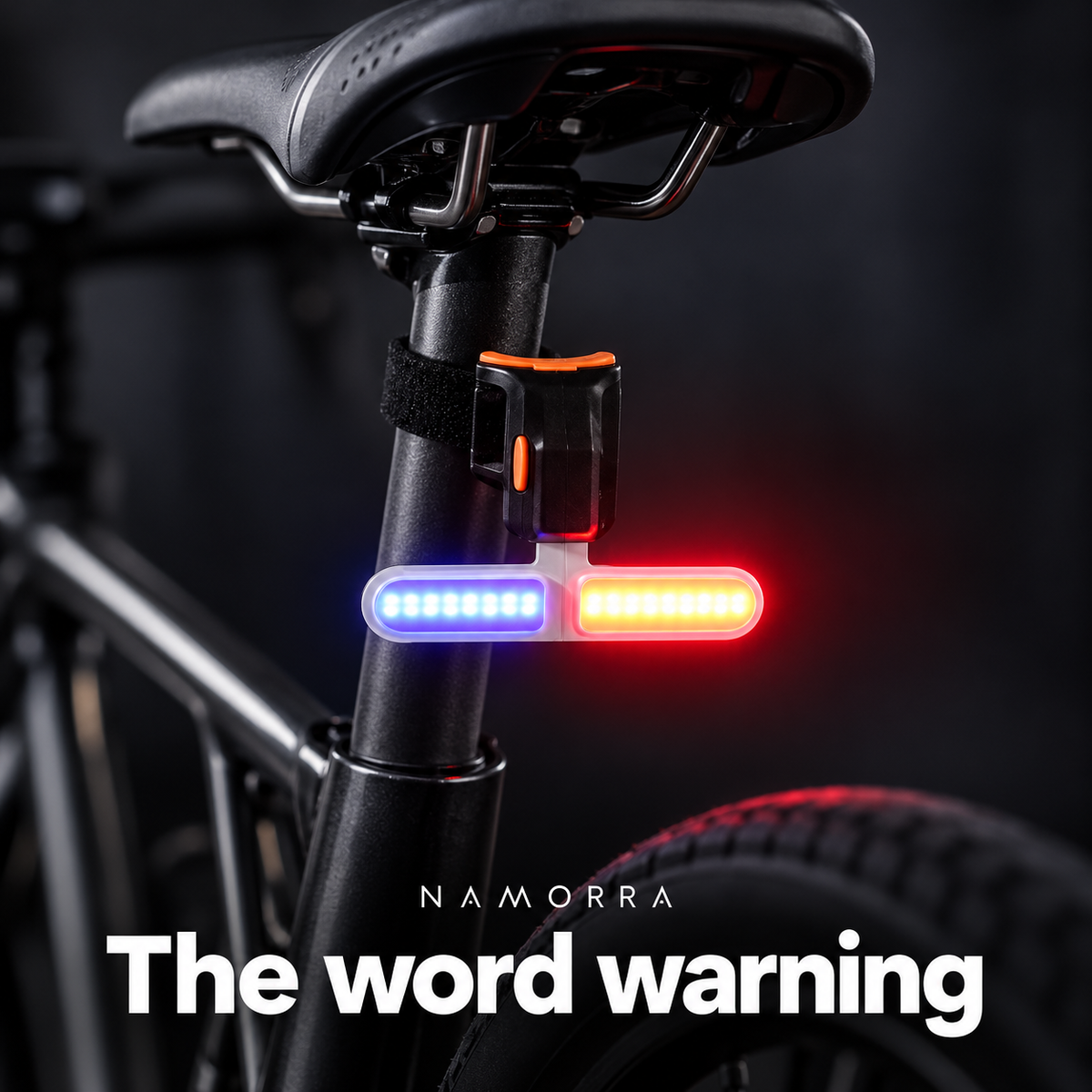 NAMORRA The word warning bicycle rear light variant