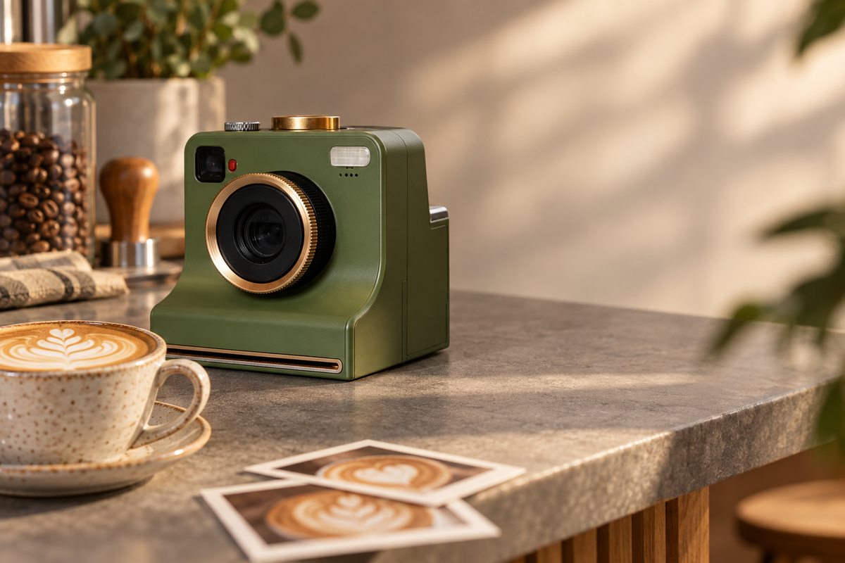 One-Tap Coffee Template Latte Art Camera product banner