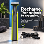Lime green rechargeable 360 Face Electric Shaver and USB cable