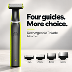 Lime green 360 Face Electric Shaver with four guide combs